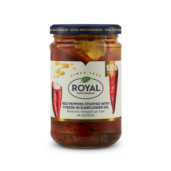 Red peppers stuffed with cheese