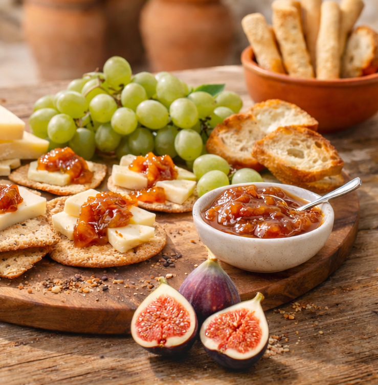 Introducing fig chutney with jalapeño: sweet meets heat.
